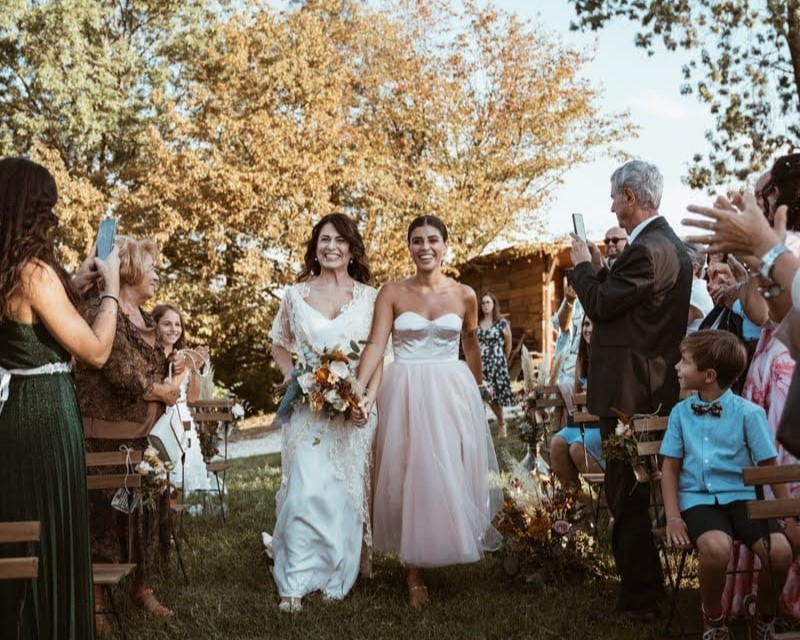 Daniela. Abito da sposa vintage con soprabito in pizzo